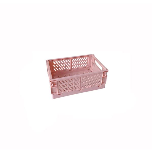 Clapoyis Mini Desktop Basket Folding Container Desk Storage (Pink,S)