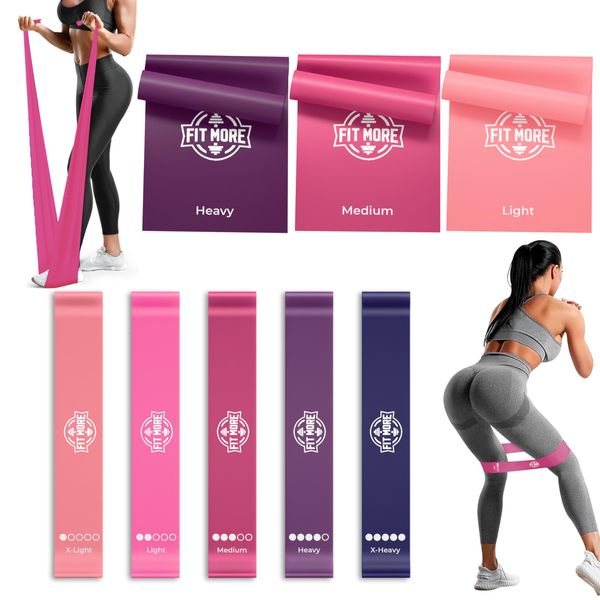 FIT MORE Resistance Bands for Working Out, Set of Elastic Bands for Exercise, Physical Therapy, Strength Training, Pilates, Fitness, Yoga, and Home Workouts, Bandas de Resistencia para Hacer Ejercicio