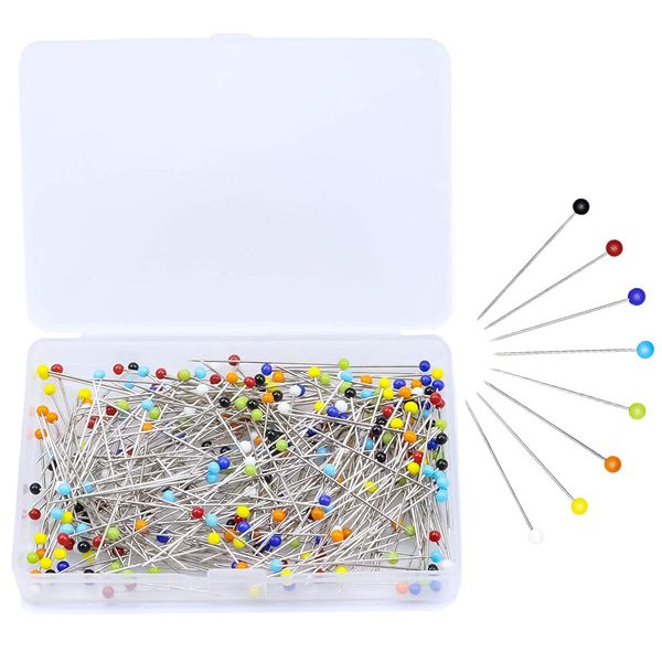 Glass Head Pins,Sewing Pins 250 Pieces Dressmaking Pins Coloured Heads Quilting Pins Fabric Pins Dress Making Pins with Multicolor Glass Ball Head for Dressmaking, Quilting, Crafts