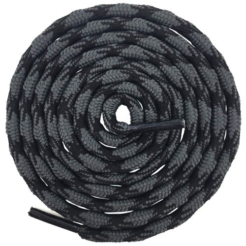 DELELE 2 Pair Round Wave Shape Non Slip Heavy Duty and Durable Outdoor Climbing Shoelaces Dark Gray&Black Hiking Shoe Laces Shoestrings-47 inch