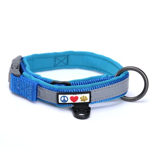 Pawtitas Lumberjack Padded Martingale Collar for Dogs | Soft Neoprene Dog Collar for Your pet's Comfort Made with Reflective Band for Maximum Visibility | Fits Small and Large Pets - Large Blue