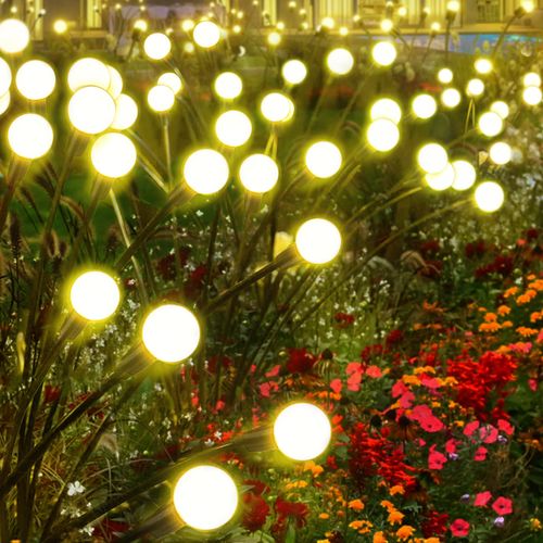 SunKite Solar Garden Lights - 4 Pack 10 LED Solar Firefly Lights Sway by Wind Outdoor Waterproof Solar Decorative Lights, Solar Outdoor Lights for Yard Patio Walkway Decoration, Warm White