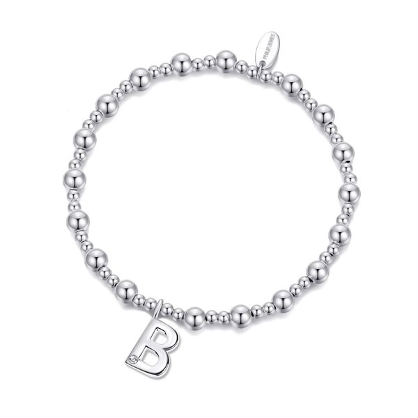Philip Jones Letter B Initial Stretch Bracelet Created with Zircondia® Crystals