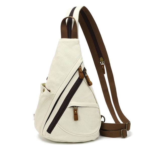 KL928 Canvas Sling Bag Rucksack Damen und Herren – Schulterrucksack Umhängetasche Crossbag Verstellbarem Schultergurt Perfekt für Outdoorsport, Wandern, Radfahren, Bergsteigen, Reisen