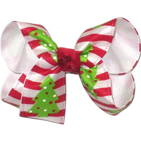 HL-1141M Medium Christmas Trees with Red and White Stripes over White