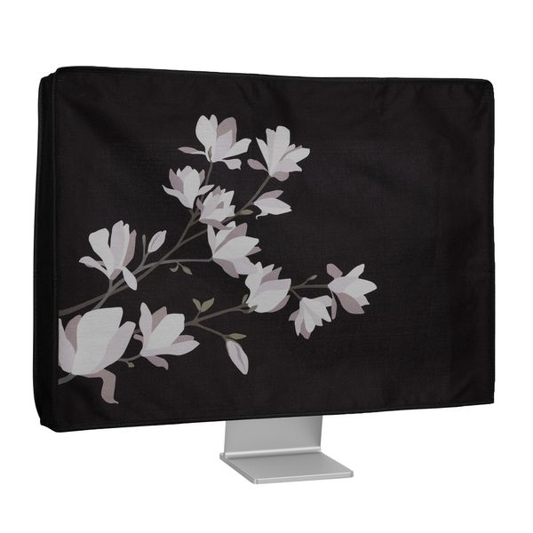 kwmobile Leinen Hülle kompatibel mit 24-26" Monitor - Schutzhülle Staubschutz Abdeckhaube für PC Bildschirm - Computer Screen Cover Staubhaube Haube - Magnolien