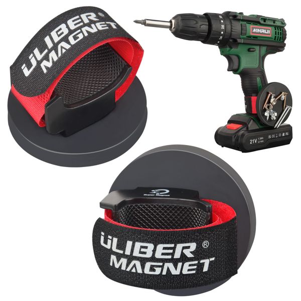 ULIBERMAGNET Heavy Duty Magnetic Drill Clip Holsters,2 Pack Tool Storage Holder with Magnet,Strong Magnetic Clip for Cordless Power Tools,Screws,Nails,Screw Driver,Drill Bit,Wrench,Metal Accessories