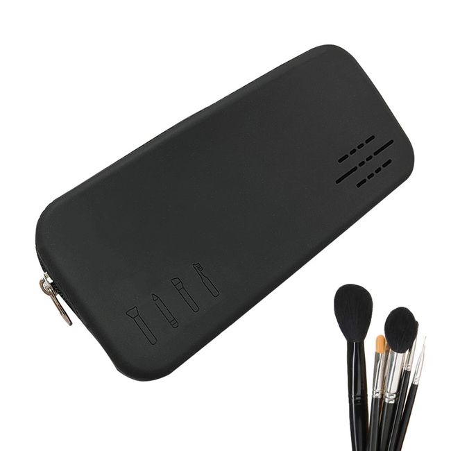 JUAEYIDDS Silicone makeup brush bag, black, Simple