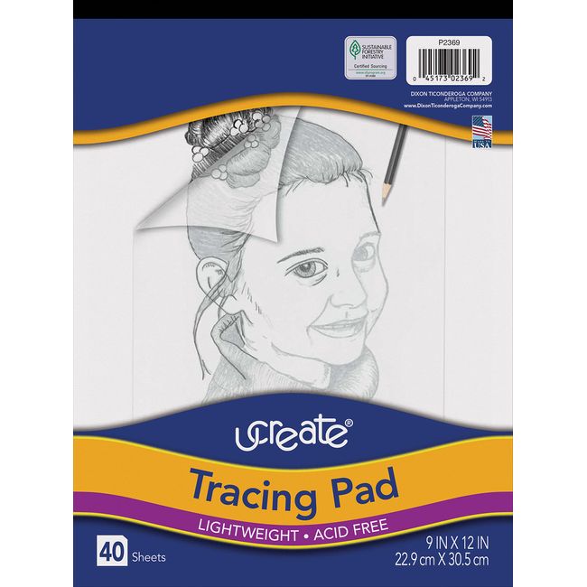 Pacon UCreate Tracing Pad, White, 9" x 12", 40 Sheets