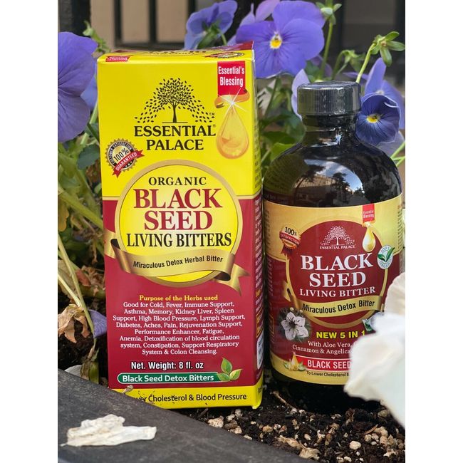Essential Palace Organic Black Seed Detox Living Bitters Herbal Tonic 16oz