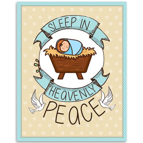 Baby Sleep in Heavenly Peace 16x20 Unframed Print - Peaceful Baby Jesus in Manger Wall Art, Nativity Scene Inspired Artwork, Religious Christmas Decor, Christian Nursery and Kids Bedroom Wall Art