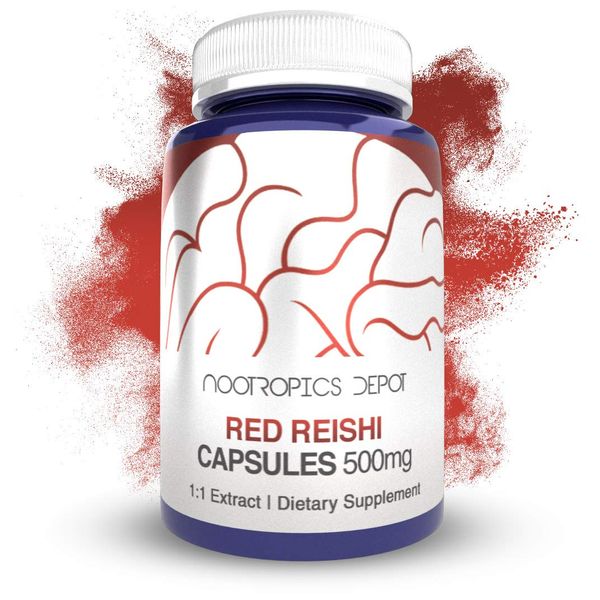 Nootropics Depot Red Reishi Mushroom Capsules | 500mg | 180 Count | Ganoderma lucidum | Whole Fruiting Body Mushroom Extract | Supports a Healthy Immune System