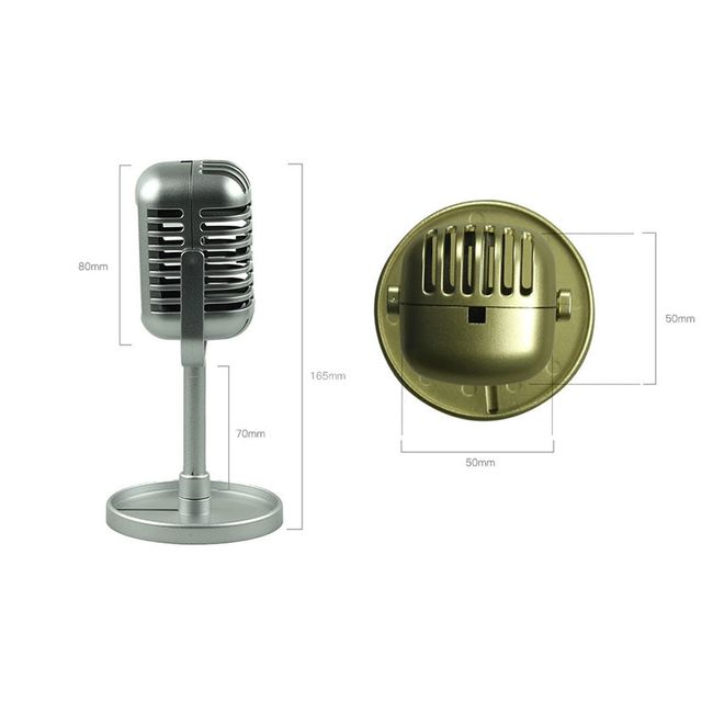 Retro Classic Dynamic Vocal Microphone Vintage Style Mic Universal Stand  Model Simulated Microphone(not A Real Microphone)