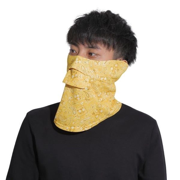 Non-stuffing UV Face Cover for Men, Yellow (Paisley)