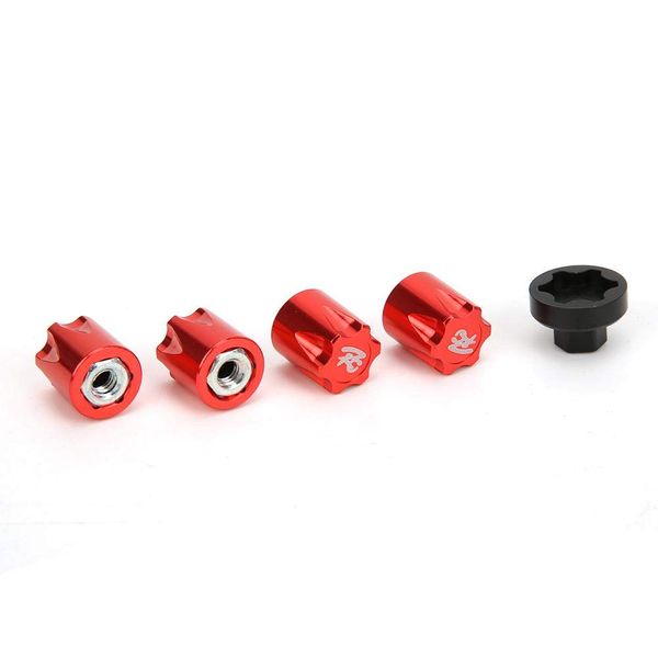 RC Wheel Rim, 4 PCS M4 Wheel Rim Center Cap Nut Compatible with Traxxas TRX4 Axial SCX10 90046 D90 Remote Control Car(Red)