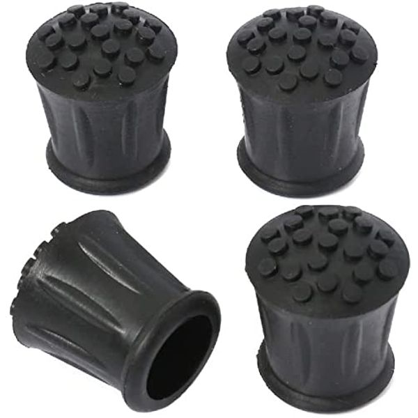 TRTO 4Pcs Walking Stick Rubber Ferrules Can Crutch Grip Tip Ends 19mm (3/4 inch)- Black