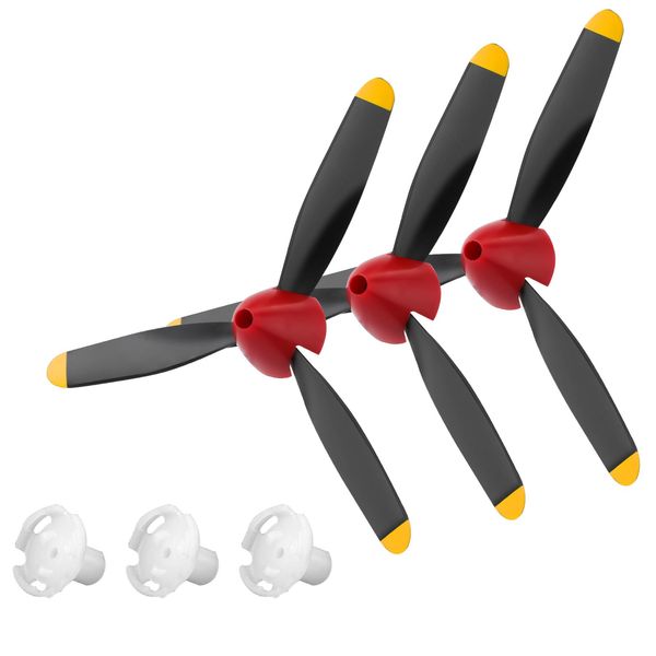 3 Sets Spare RC Plane Propellers 3 Blades, Toy Propeller Plane Part Remote Control Airplane Propeller Replacement Compatible with P40 Fighter Plane 761-13 Radio Controlled Plane, with Adapters