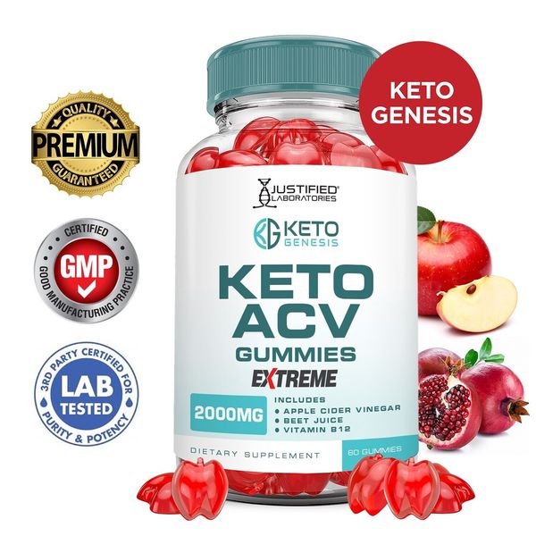 Keto Genesis Extreme ACV Gummies 2000MG Apple Cider Vinegar 60 Gummys