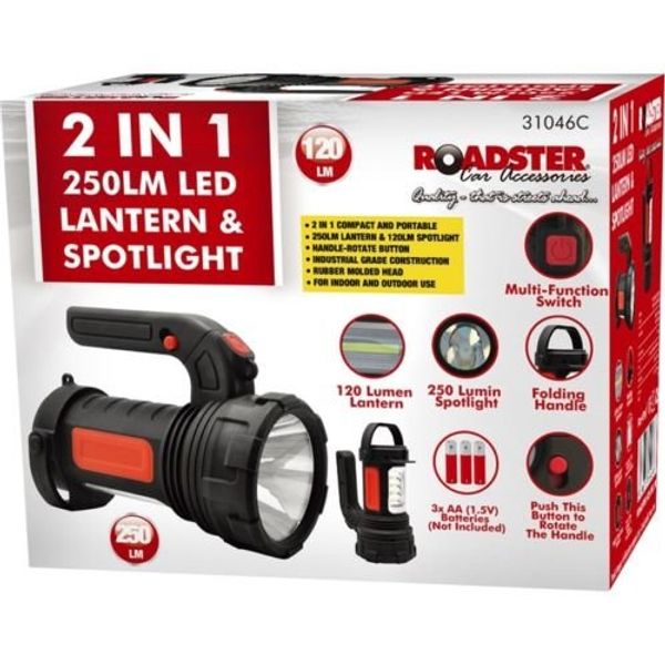 New 2 in 1 LED Torch & Spotlight 250LM Work Security Light Lantern Rotating Handle | Multi-Function Switch | Folding Carry Handle
