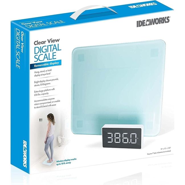 Clear View Wireless Digital Bathroom Scale With Removable Display up to 616 LBs