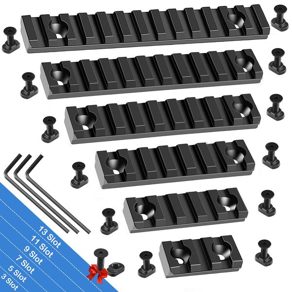 FANGOSS Single Picatinny Rails Set for Mloc with 13 T-Nuts & 13 Screws & 3 Allen Wrench - Black