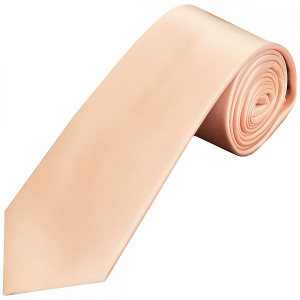 TIES R US Plain Light Peach Satin Classic Men's Tie