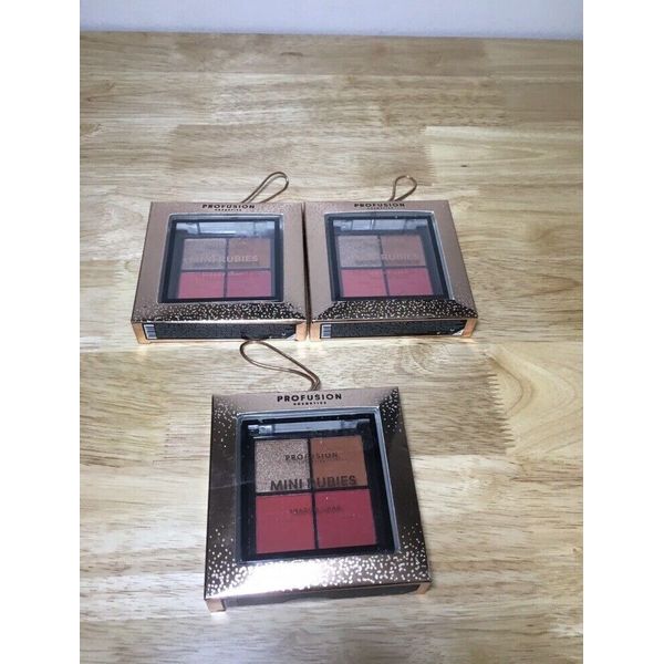 Profusion Cosmetics Mini Rubies Eye Shadow Quad Set Of 3 Brand New Sealed!