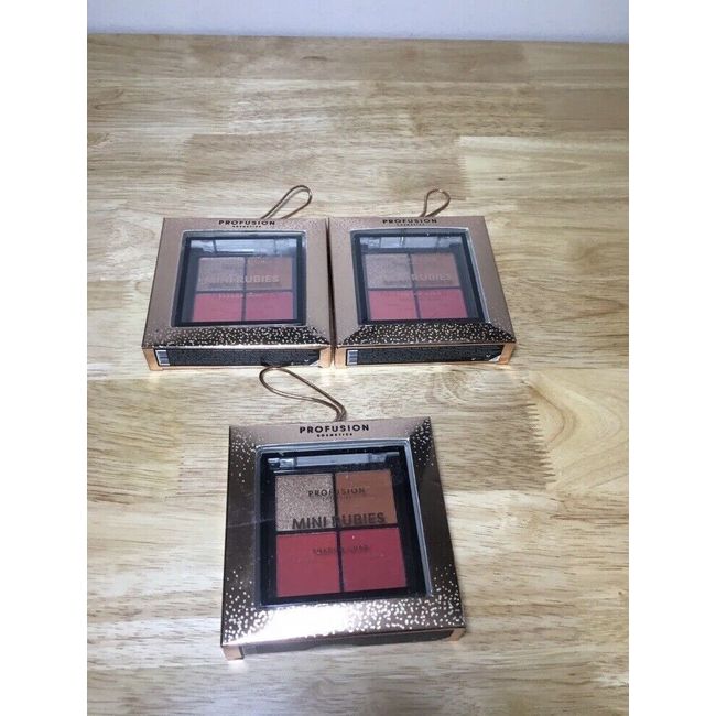 Profusion Cosmetics Mini Rubies Eye Shadow Quad Set Of 3 Brand New Sealed!