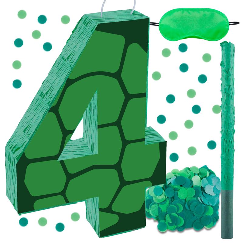 16 Inch Turtle Number 4 Pinata, Turtle Birthday Decorations, Turtle ...