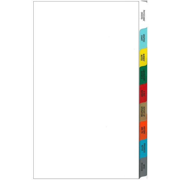 Omnimed 220911 16 Tab Preprinted Poly Chart Dividers with Side Open
