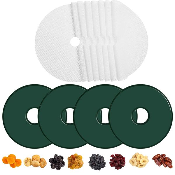 Domensi 12 Pcs Round Dehydrator Sheets Non Stick Silicone Dehydrator Mats with Edges Reusable Roll Tray Liner for Fruit Meat Beef Kitchen, 13 12.5 Diameter