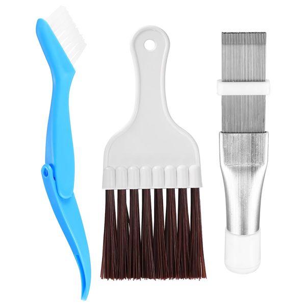 Air Conditioner Condenser Fin Cleaning Brush, 3 Pcs Coil Condenser Brushes, AC Fin Comb, Stainless Steel Air Conditioner Fin Cleaner Whisk Brush Comb, Air Refrigerator Coil Fin Evaporator Brush