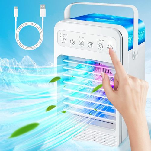 Portable Air Conditioners, Mini Air Conditioner Personal Evaporative Air Cooler with 4 Speeds 7 Colors, 600ML Portable Ac Unit Fan 2 Cool Mist Cooling Fan for Room Office Car