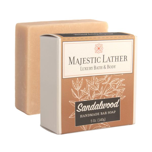 Sandalwood Luxury Bar Soap for Face & Body - Skin Soothing, Gentle Cleansing, Moisturizing & Nourishing. Shea Butter & Natural Oils. Cold Process. For All Skin Types. Made in the USA. 5.0 Oz.