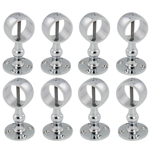 8 Pack x 30mm Polished Chrome Rope Handrail Brackets Decking Fitting Fixings - RopeServices UK