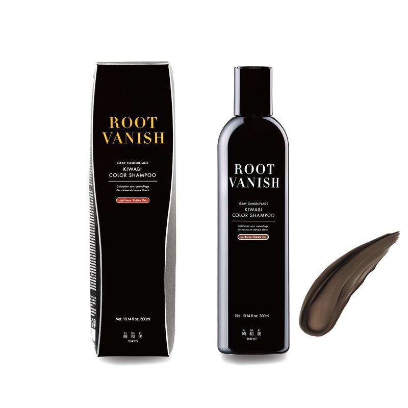 Kazumi KIWABI Root Vanish Color Shampoo, Light Brown, Single Item, Gray ...