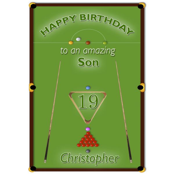 Personalised Snooker Theme Birthday Card - Stunning !