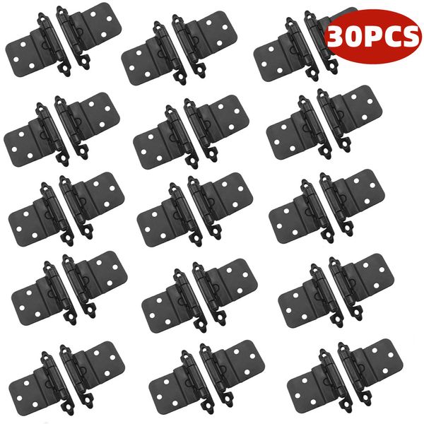 30Pcs Self Closing Cabinet Hinges Overlay for Kitchen Cabinet Door Matte Black