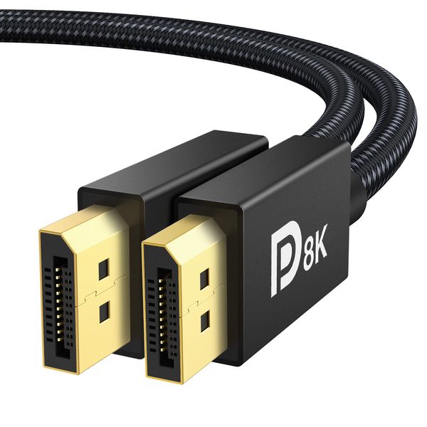 IVANKY 8K DisplayPort Kabel 1.4 2M [VESA-Zertifiziert], 8K@60Hz, 4K@165Hz, 2K@240Hz/165Hz/144Hz, HBR3 32.4Gbps, HDR10, DSC 1.2, HDCP 2.2, G-Sync&FreeSync, DP 1.4 Kabel für Gaming-Monitor, Grafikkarte