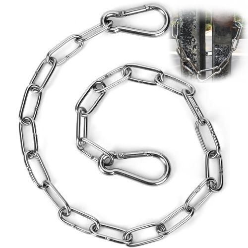 【Heavy-Duty Security Upgrade】 20" Stainless Steel Gate Chain Lock with Dual Carabiner Clips - Weatherproof Fence Latch for Outdoor Gates, Pet Enclosures & Livestock Corrals 1Pcs