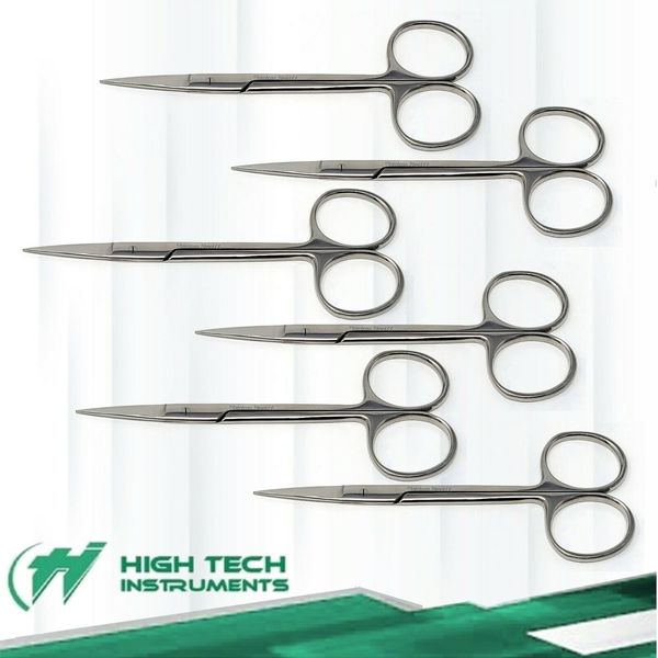 6 IRIS SCISSORS 4.5" STAINLESS STEEL STRAIGHT TIP SURGICAL DENTAL INSTRUMENTS