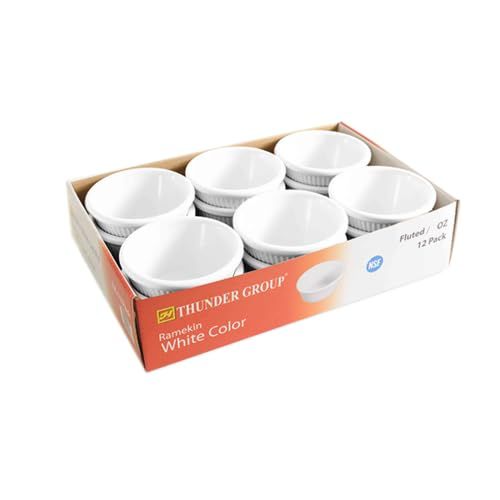 A-to-Z Supply ML531W1R Ramekin, 3 oz. Capacity, 3-1/8" Dia., Round, Fluted, Break-Resistant, Dishwasher Safe, BPA Free, Melamine, White, NSF, Pack of 12