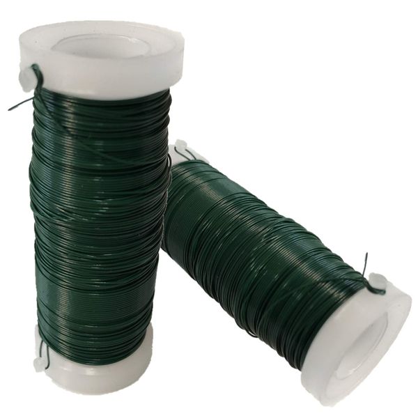 2 Roll 0.35 mm Green Florists Wire Floral Wire for Flower Arrangements,Binding Wire for Floristry & Flower Arranging,Flexible Paddle Wire for Craft Binding,Flower Wreath Making,Xmas Wreath Wire