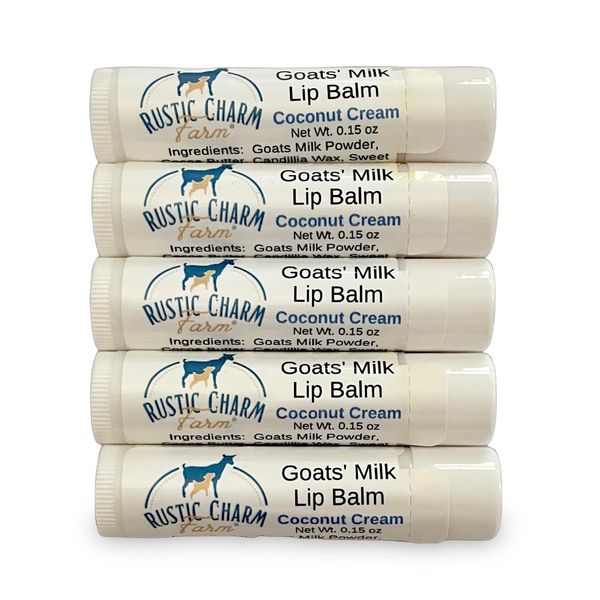 Rustic Charm Farm Goats Milk Lip Balm 5 pack (Coconut Cream)