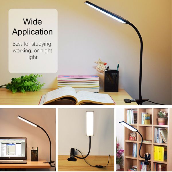 5W USB Clip-On Desk Lamp LED Flexible Reading Light Dimmable Table Lamps