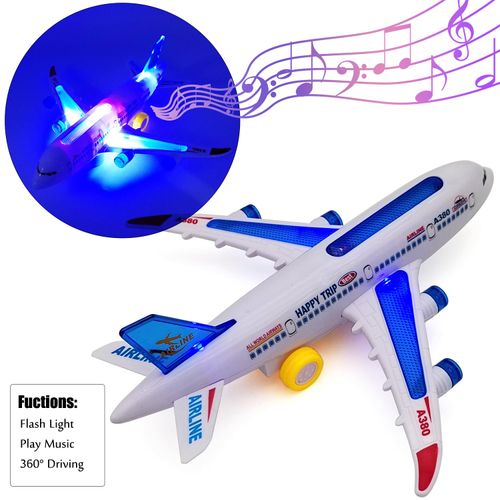 Tipmant Baby Toddler Electric Airplane Vehicle Car Toy Electronic Plane Aircraft, Automatic Driving, Music, Flash Light Kids Birthday Gifts