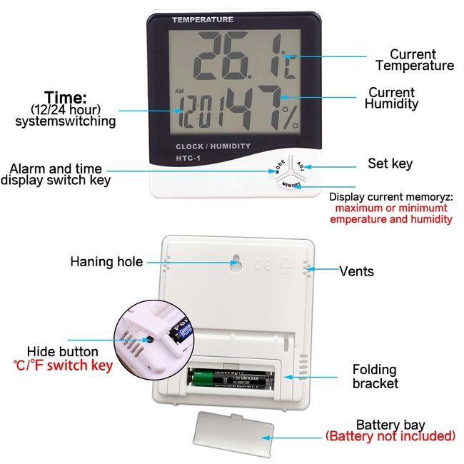 HTC-1 LCD Digital Temperature & Humidity Meter