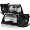 Spec-D Tuning Black Headlights+Corner Lamps Compatible with Ford Econoline Van E150 E250 E350 E540 1992-2006 L+R Pair Assembly