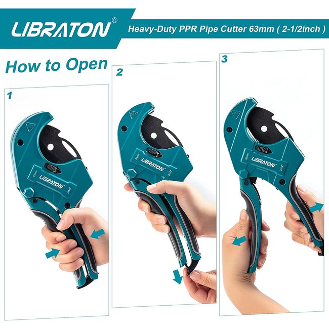 Libraton Pipe Cutter, Plastic Pipe Cutter 42mm, PVC Cutter with Replacement Blade, Pipe Cutting Tool with Ratchet Drive for Cutting PEX, PVC, Ppr