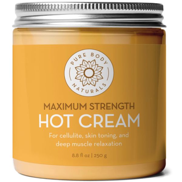 Max Strength Hot Cream - Natural Muscle Pain Relief Cream for Sore Muscles, Arthritis Pain, Sports Injuries, Chronic Pain, and Inflammation - Capsaicin Cream for Soreness, 8.8 oz, Pure Body Naturals